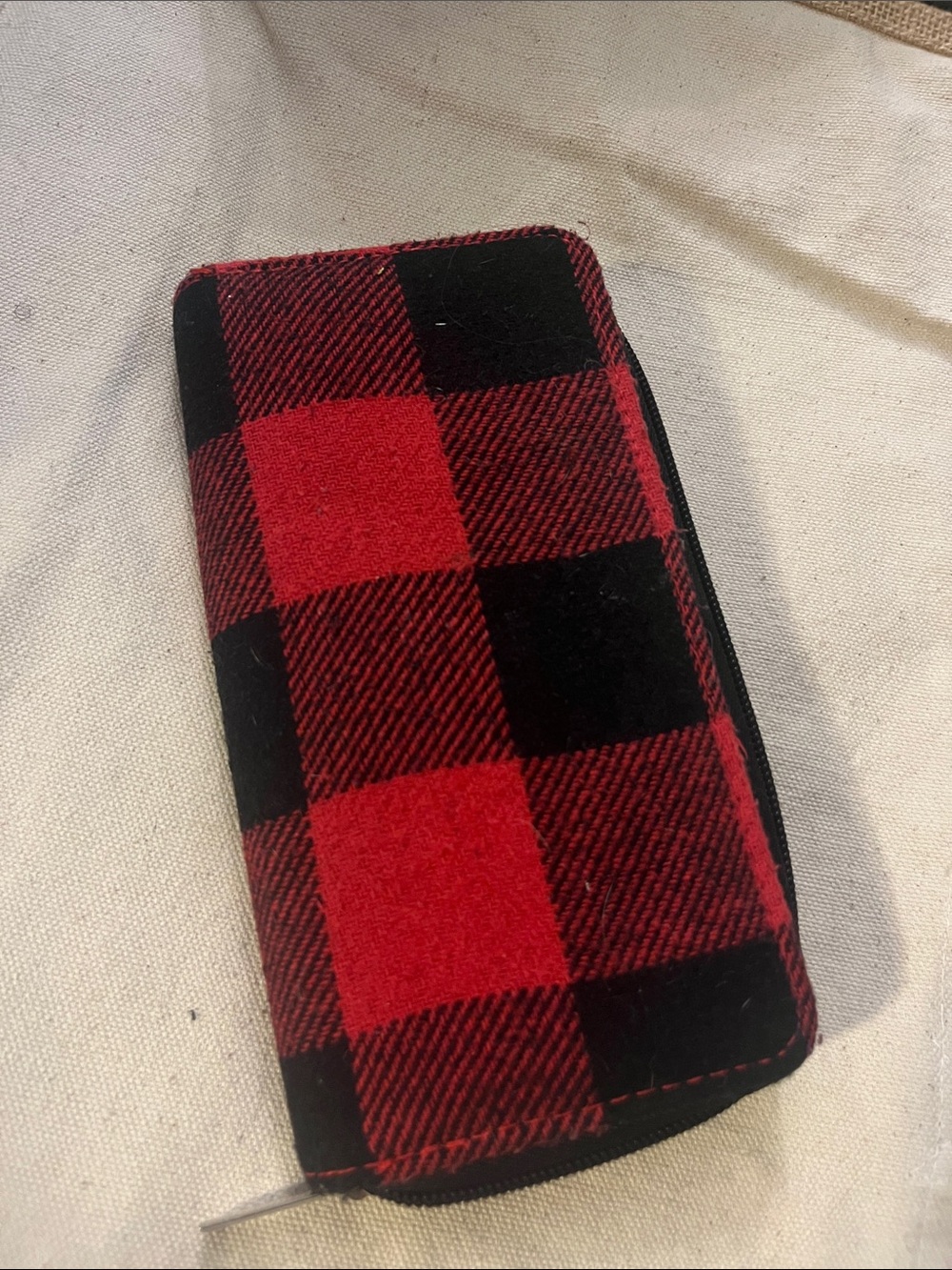 Red & Black Buffalo plaid Zip Wallet - Women 113
